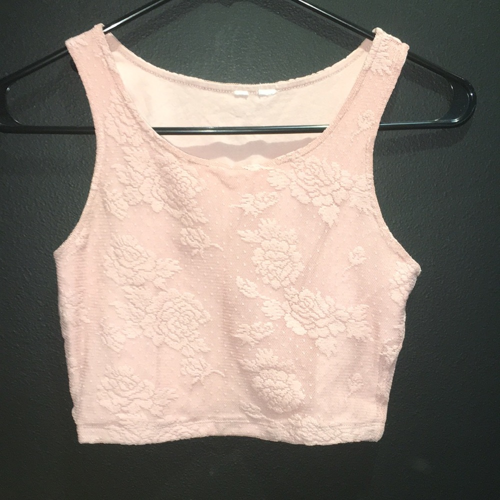 pink lace crop top